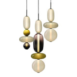Modern Multicolored Candied Glass Pendant Light with Adjustable LED Ceiling Fixture