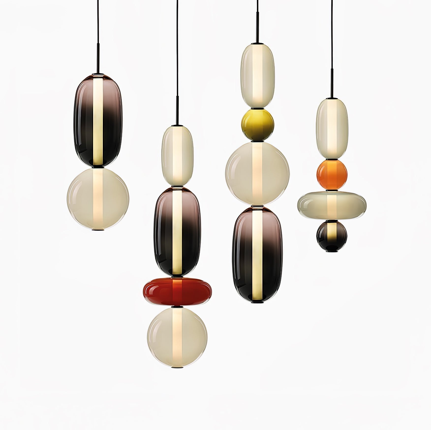 Modern Multicolored Candied Glass Pendant Light with Adjustable LED Ceiling Fixture