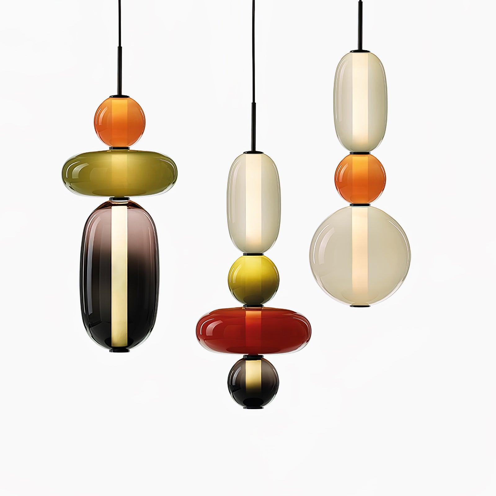 Modern Multicolored Candied Glass Pendant Light with Adjustable LED Ceiling Fixture