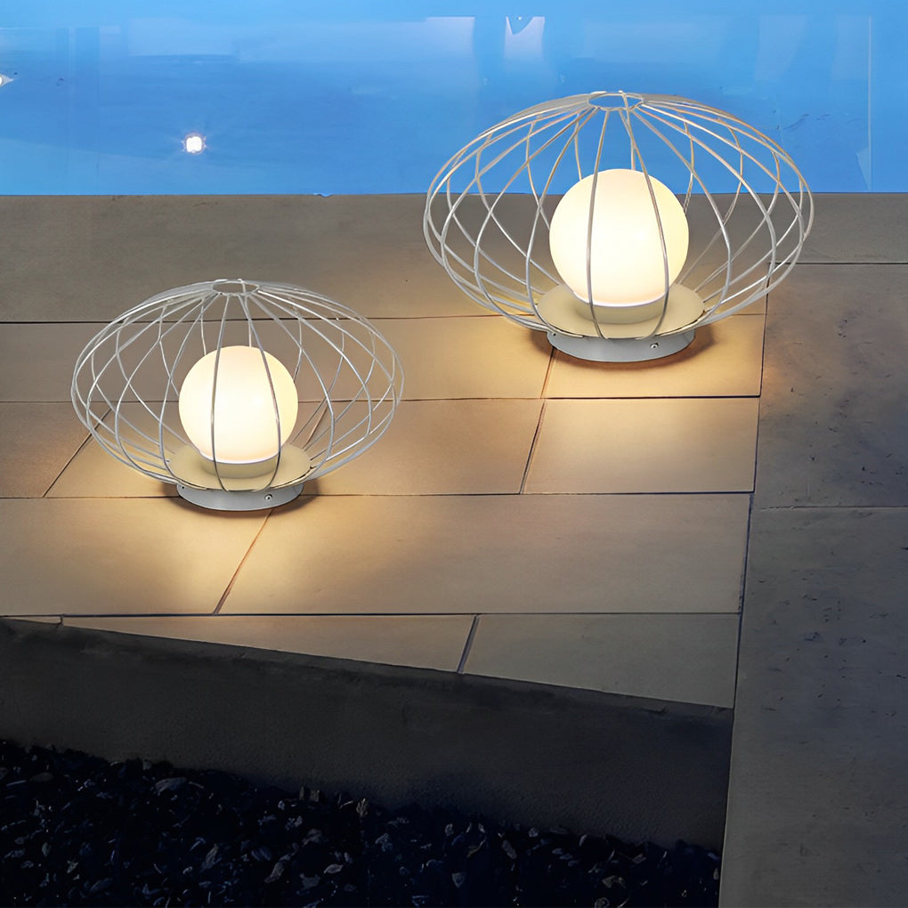 Modern Mushroom Cage LED Outdoor Lawn Lamp Waterproof Garden Landscape Pathway Light