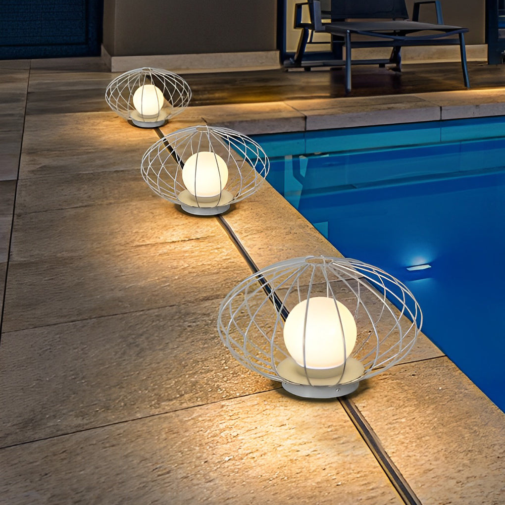 Modern Mushroom Cage LED Outdoor Lawn Lamp Waterproof Garden Landscape Pathway Light