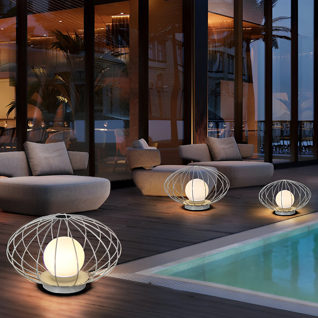 Modern Mushroom Cage LED Outdoor Lawn Lamp Waterproof Garden Landscape Pathway Light