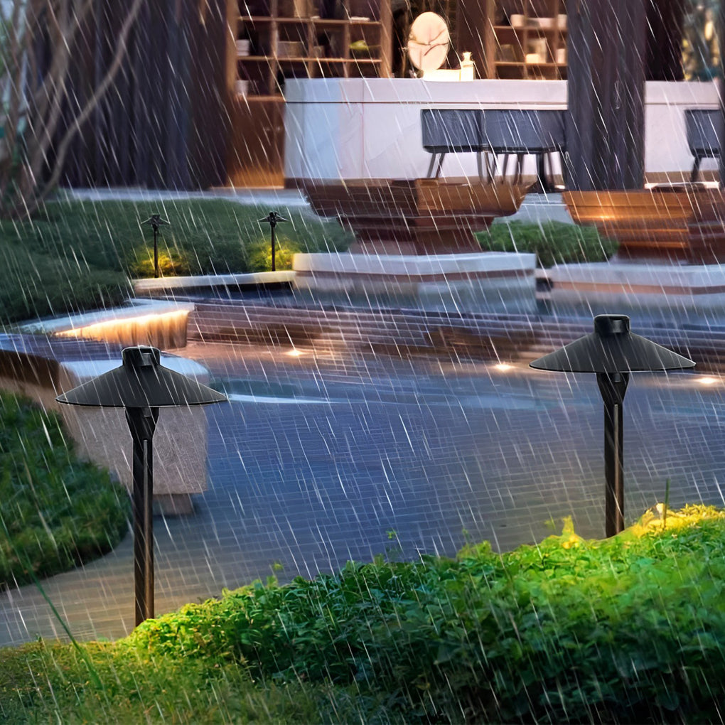 Modern Mushroom LED Outdoor Path Light 7W Waterproof Landscape Lighting in Black Finish