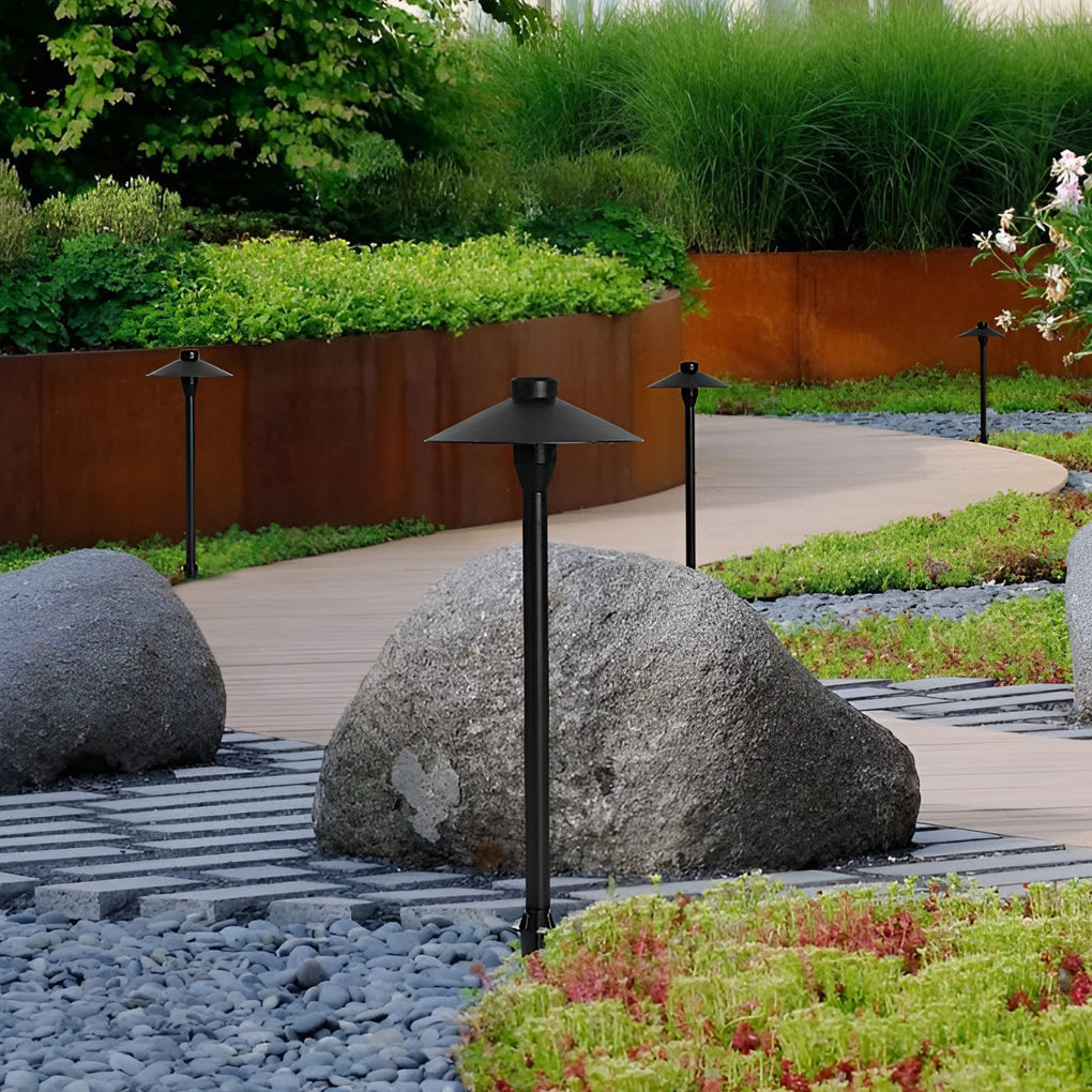 Modern Mushroom LED Outdoor Path Light 7W Waterproof Landscape Lighting in Black Finish