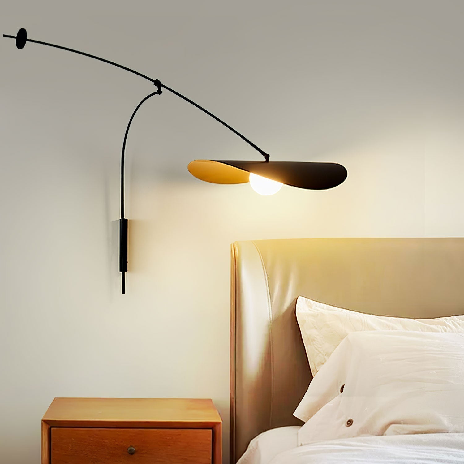 Modern Myrna Wall Light with Counterweight Arm and Handblown Glass Reflector Shade