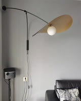 Modern Myrna Wall Light with Counterweight Arm and Handblown Glass Reflector Shade