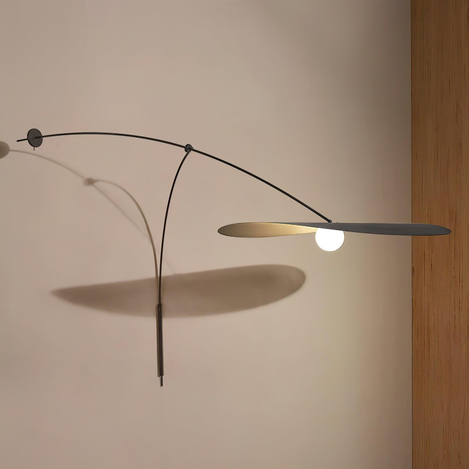 Modern Myrna Wall Light with Counterweight Arm and Handblown Glass Reflector Shade