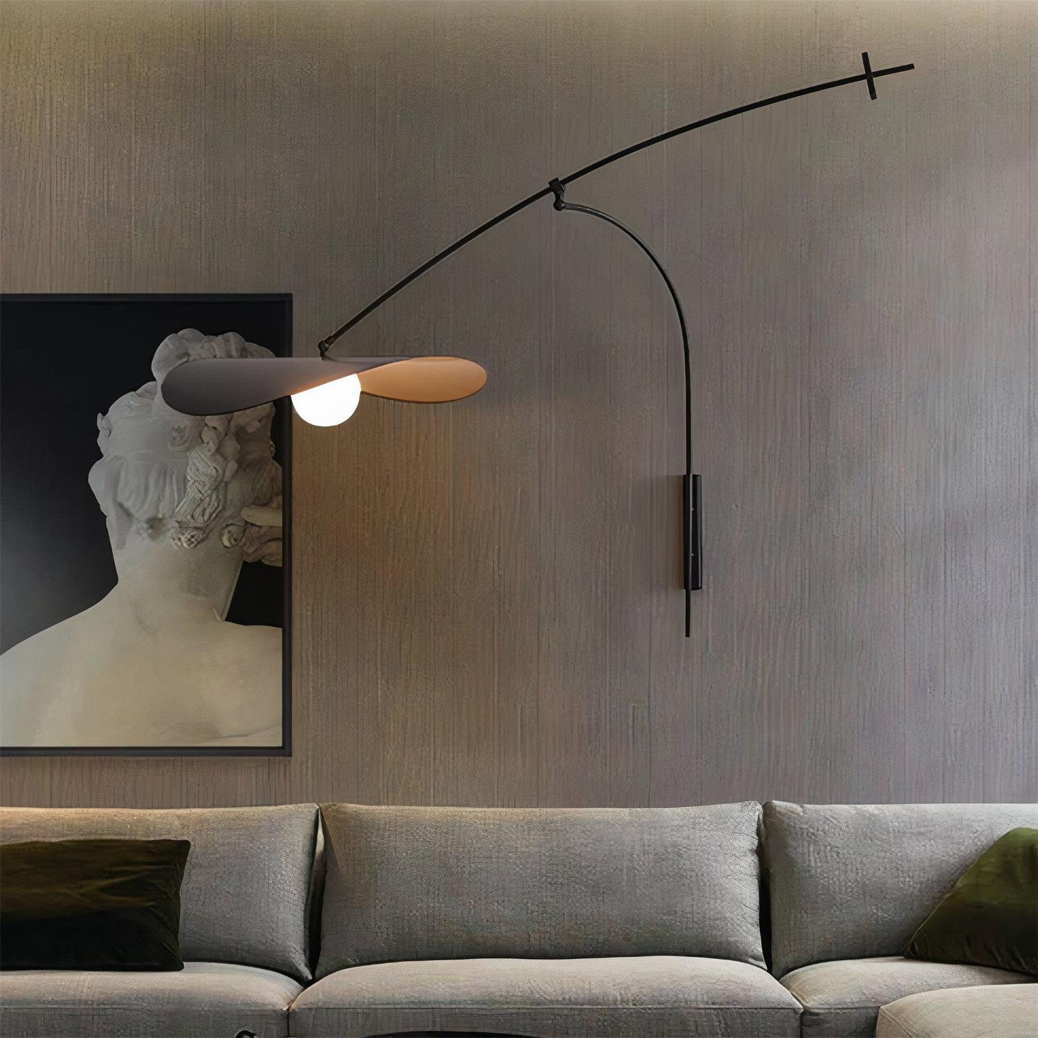 Modern Myrna Wall Light with Counterweight Arm and Handblown Glass Reflector Shade