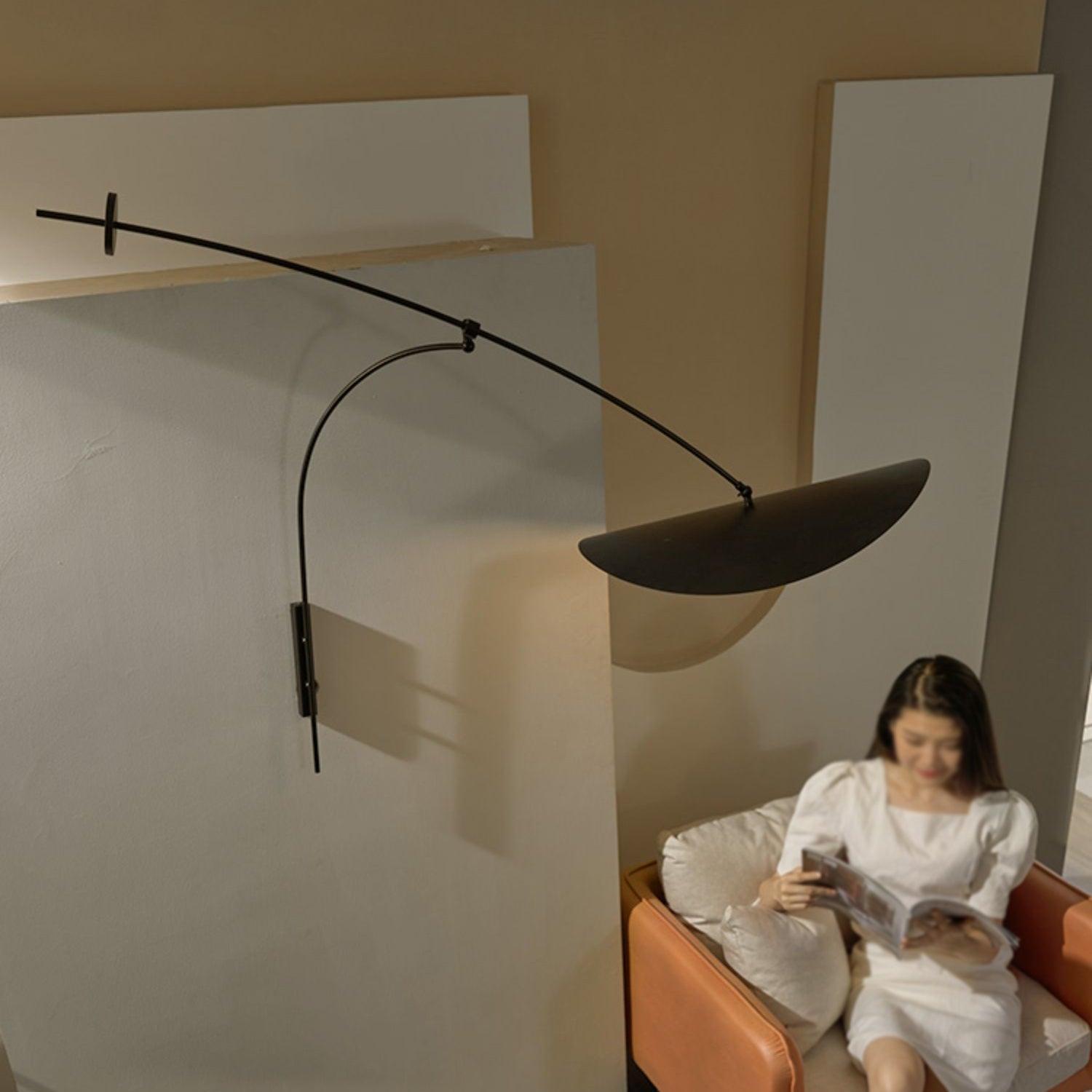 Modern Myrna Wall Light with Counterweight Arm and Handblown Glass Reflector Shade