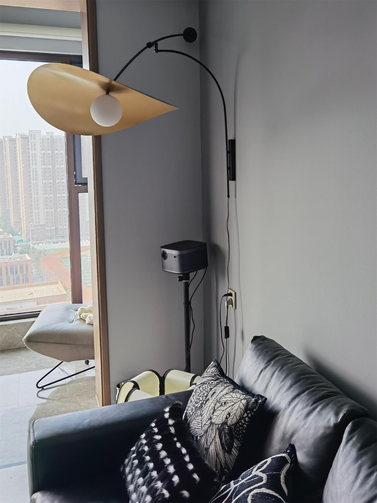 Modern Myrna Wall Light with Counterweight Arm and Handblown Glass Reflector Shade