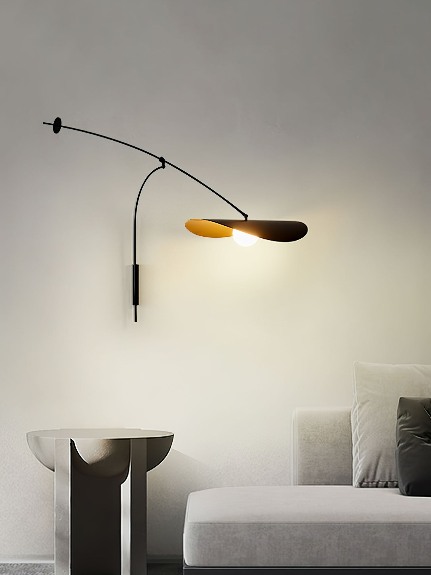 Modern Myrna Wall Light with Counterweight Arm and Handblown Glass Reflector Shade