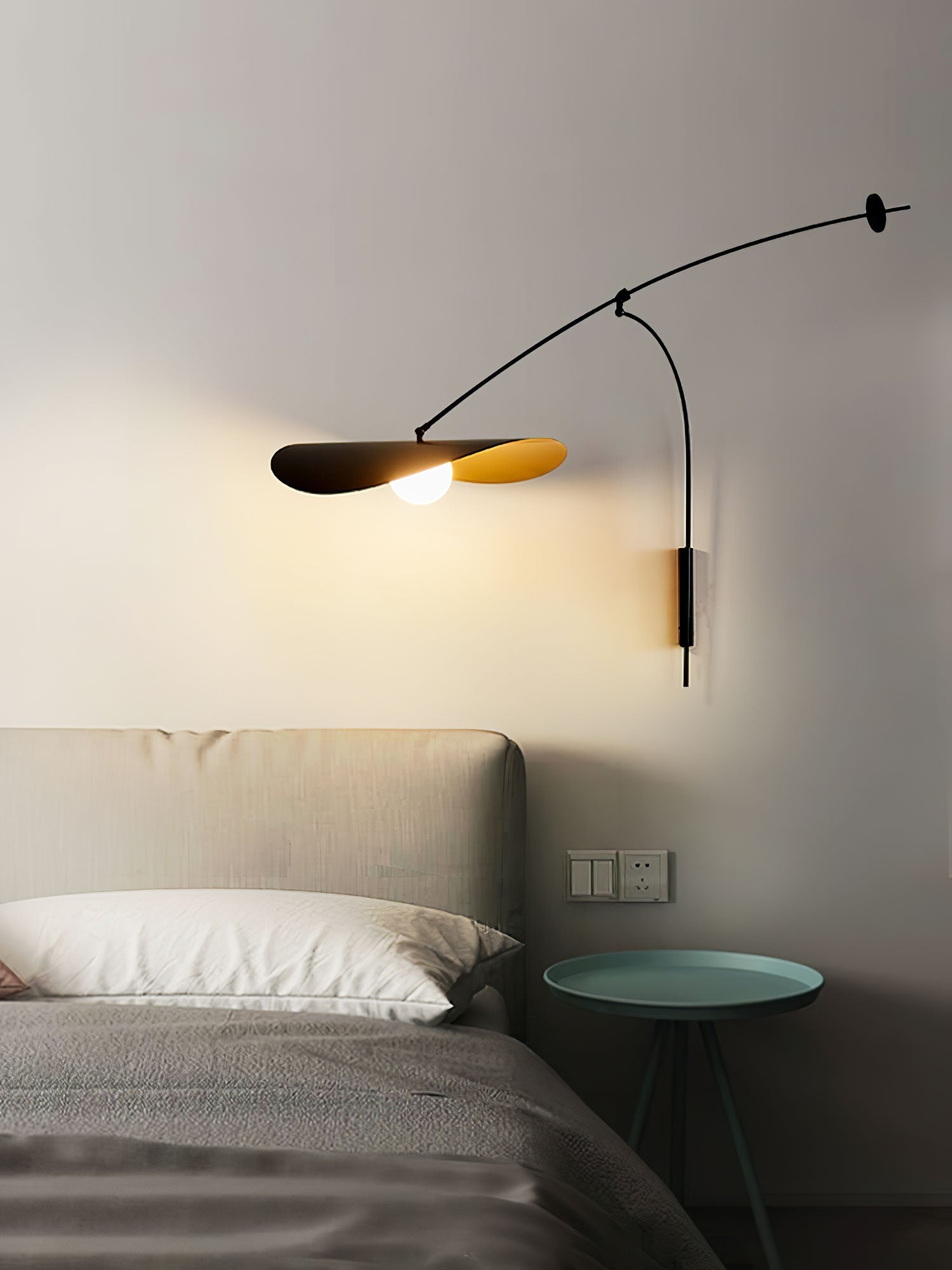 Modern Myrna Wall Light with Counterweight Arm and Handblown Glass Reflector Shade