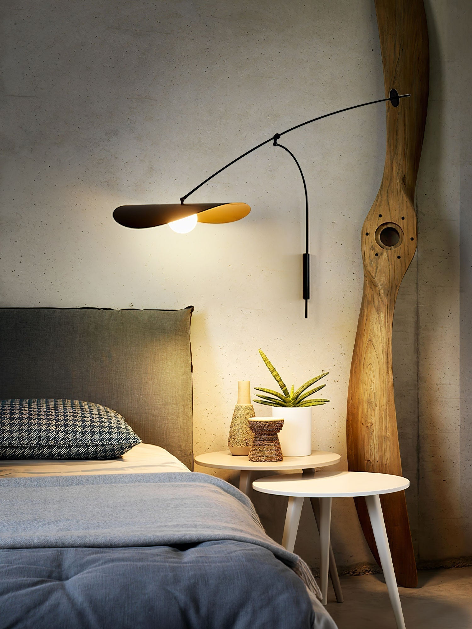 Modern Myrna Wall Light with Counterweight Arm and Handblown Glass Reflector Shade