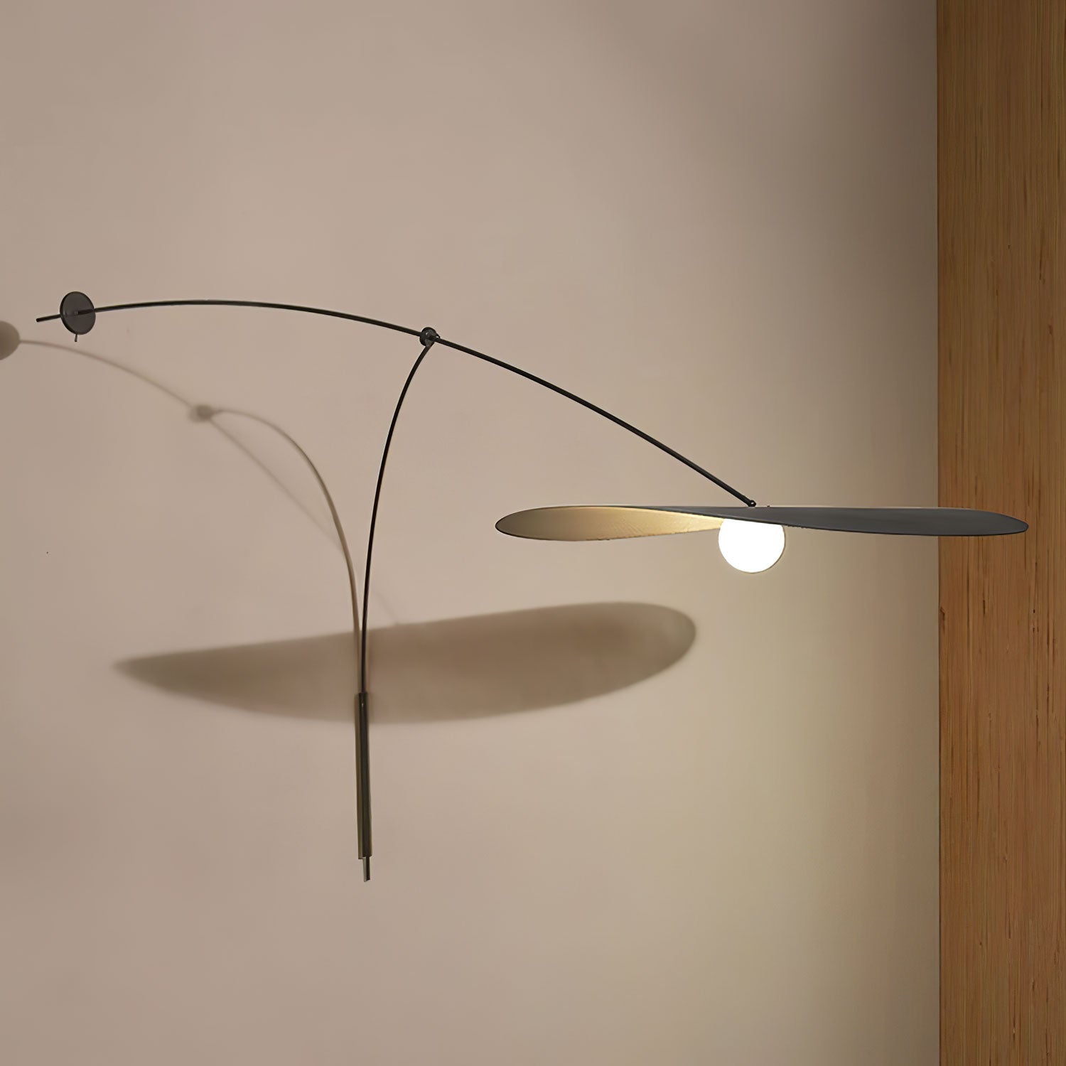 Modern Myrna Wall Light with Counterweight Arm and Handblown Glass Reflector Shade