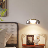 Modern Mystic Eclipse Gold and Smoky Gray Glass LED Pendant Light Fixture