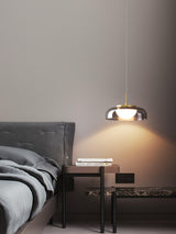 Modern Mystic Eclipse Gold and Smoky Gray Glass LED Pendant Light Fixture