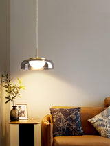 Modern Mystic Eclipse Gold and Smoky Gray Glass LED Pendant Light Fixture
