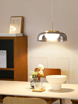Modern Mystic Eclipse Gold and Smoky Gray Glass LED Pendant Light Fixture