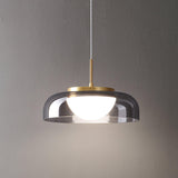 Modern Mystic Eclipse Gold and Smoky Gray Glass LED Pendant Light Fixture