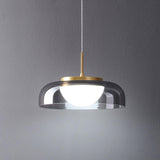 Modern Mystic Eclipse Gold and Smoky Gray Glass LED Pendant Light Fixture