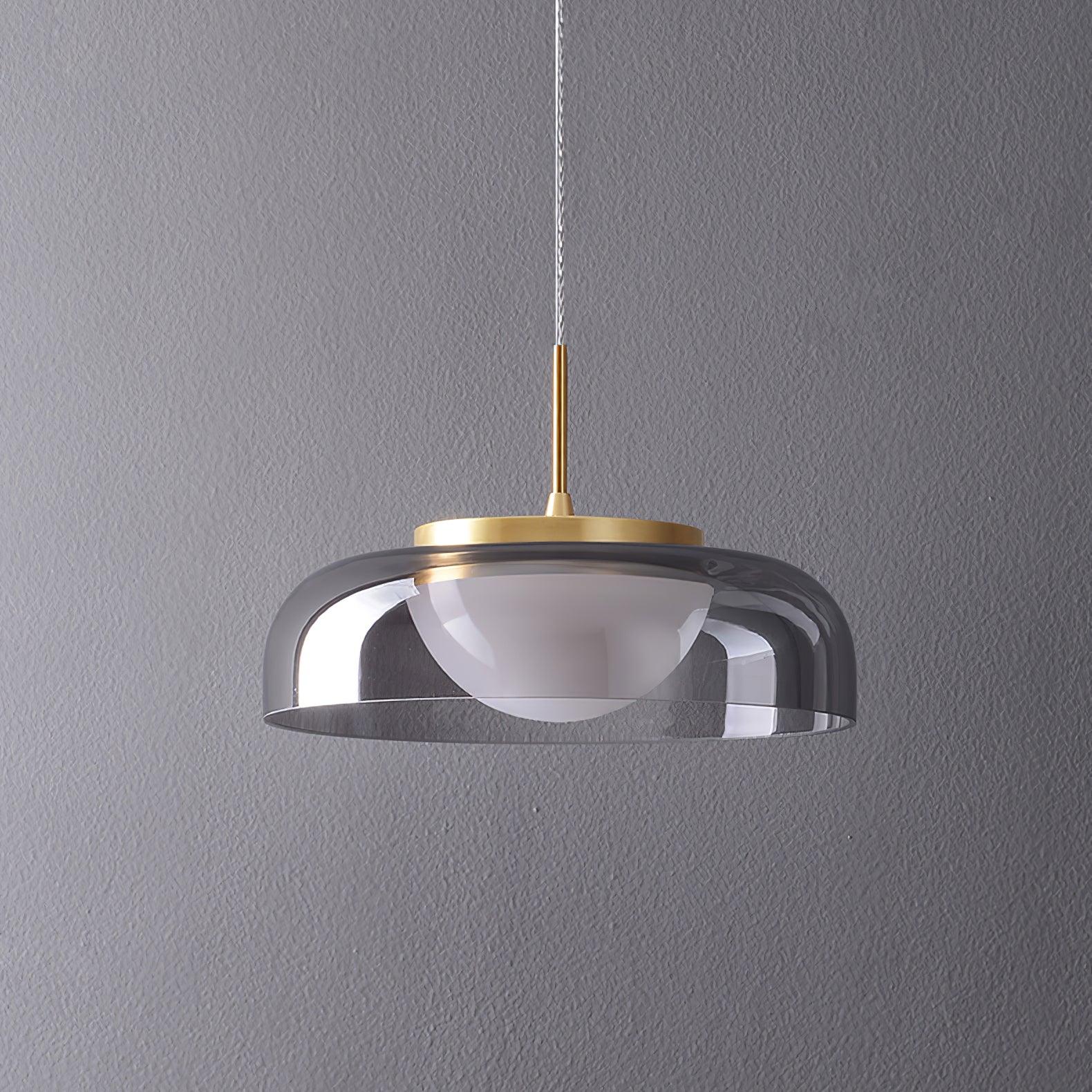 Modern Mystic Eclipse Gold and Smoky Gray Glass LED Pendant Light Fixture
