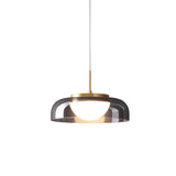 Modern Mystic Eclipse Gold and Smoky Gray Glass LED Pendant Light Fixture
