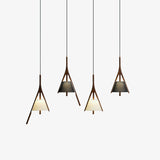 Modern Nanzhi Solid Wood Geometric Triangular LED Pendant Light for Dining and Living Areas