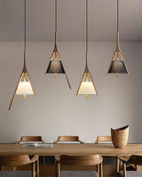 Modern Nanzhi Solid Wood Geometric Triangular LED Pendant Light for Dining and Living Areas