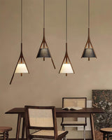Modern Nanzhi Solid Wood Geometric Triangular LED Pendant Light for Dining and Living Areas