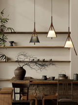 Modern Nanzhi Solid Wood Geometric Triangular LED Pendant Light for Dining and Living Areas