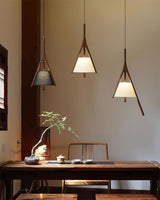 Modern Nanzhi Solid Wood Geometric Triangular LED Pendant Light for Dining and Living Areas