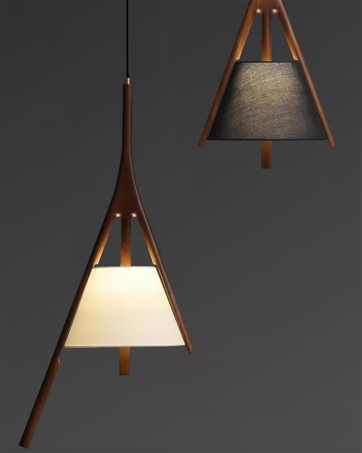 Modern Nanzhi Solid Wood Geometric Triangular LED Pendant Light for Dining and Living Areas