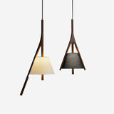 Modern Nanzhi Solid Wood Geometric Triangular LED Pendant Light for Dining and Living Areas