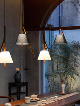 Modern Nanzhi Solid Wood Geometric Triangular LED Pendant Light for Dining and Living Areas