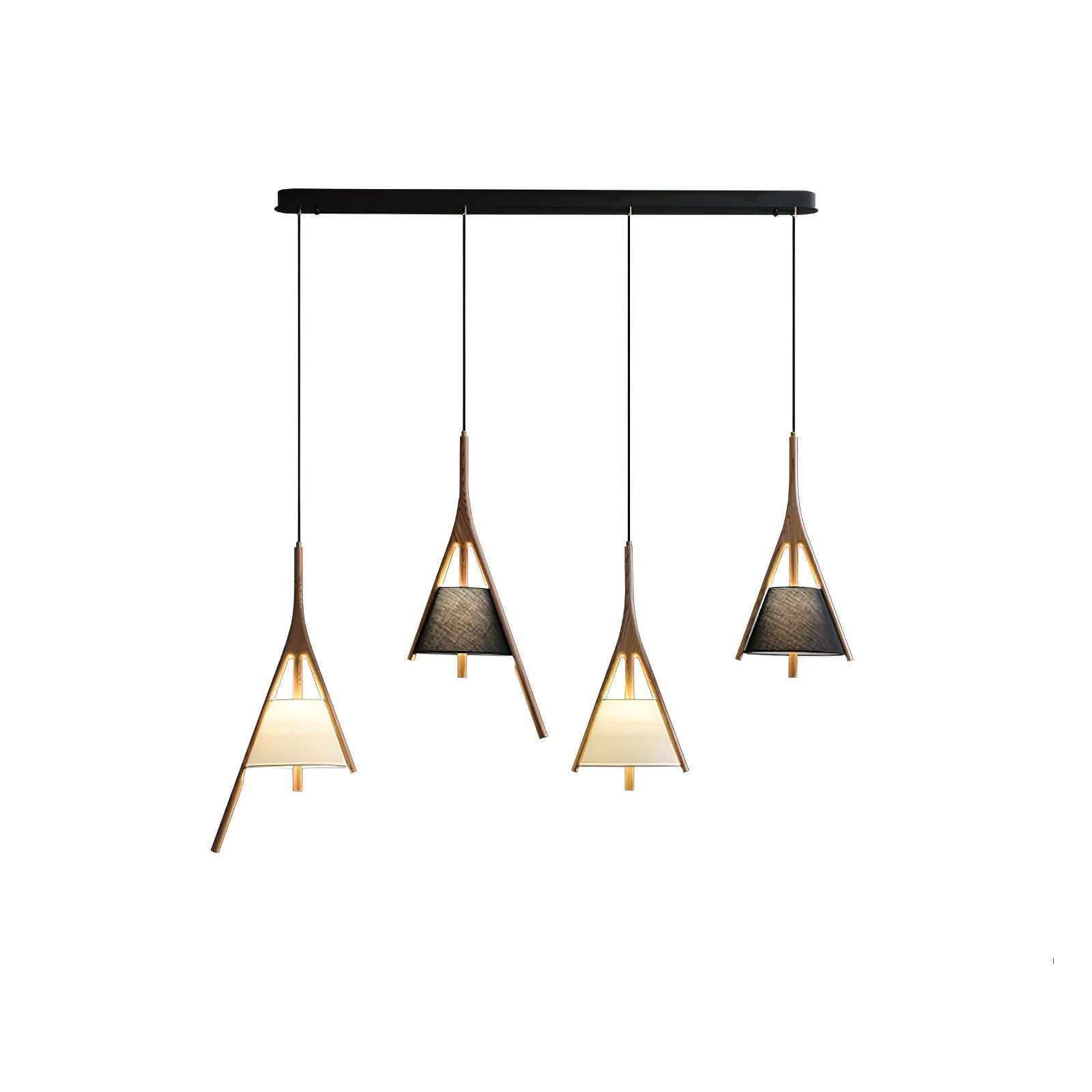 Modern Nanzhi Solid Wood Geometric Triangular LED Pendant Light for Dining and Living Areas