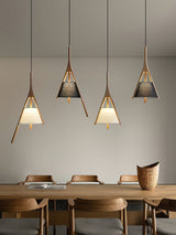 Modern Nanzhi Solid Wood Geometric Triangular LED Pendant Light for Dining and Living Areas