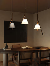 Modern Nanzhi Solid Wood Geometric Triangular LED Pendant Light for Dining and Living Areas
