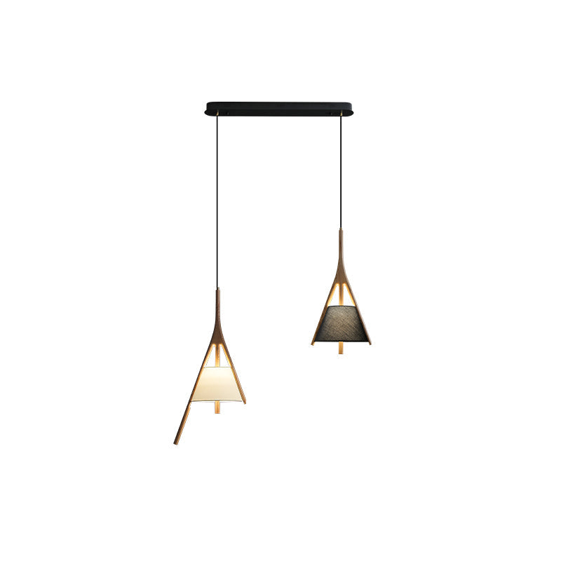 Modern Nanzhi Solid Wood Geometric Triangular LED Pendant Light for Dining and Living Areas