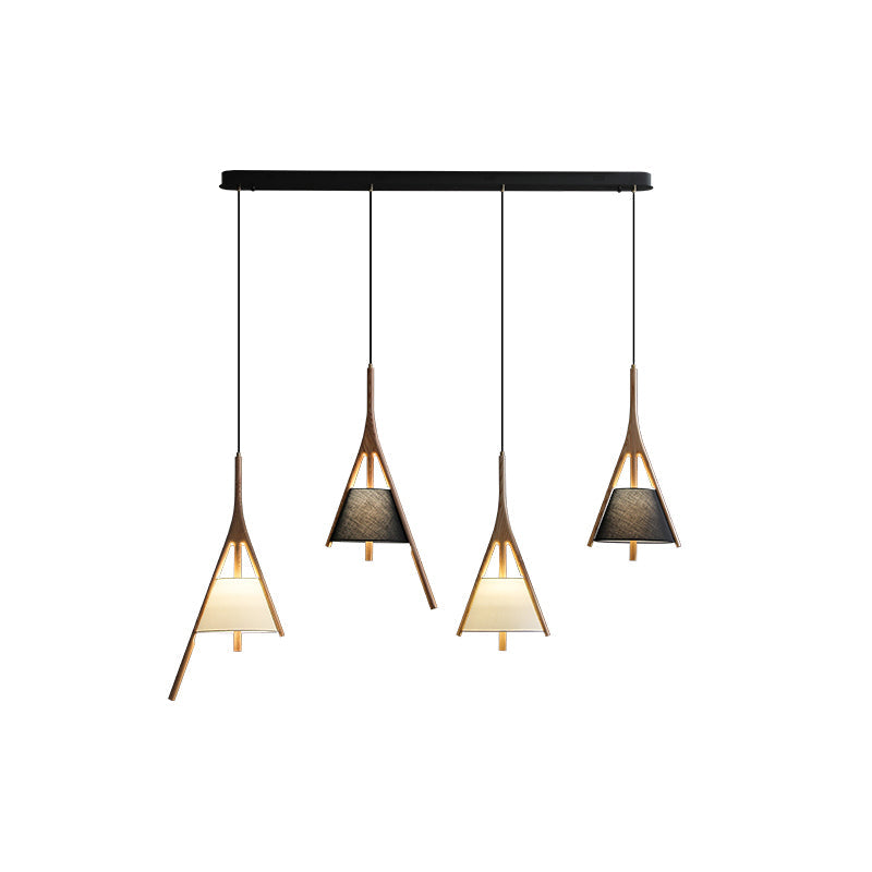 Modern Nanzhi Solid Wood Geometric Triangular LED Pendant Light for Dining and Living Areas