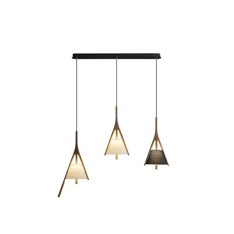 Modern Nanzhi Solid Wood Geometric Triangular LED Pendant Light for Dining and Living Areas
