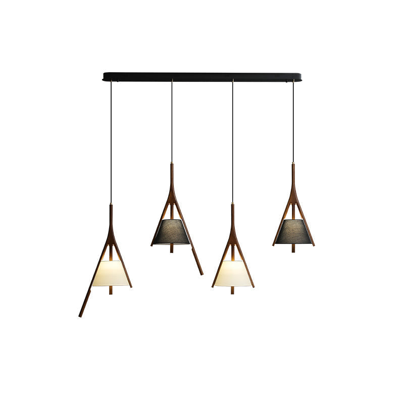 Modern Nanzhi Solid Wood Geometric Triangular LED Pendant Light for Dining and Living Areas
