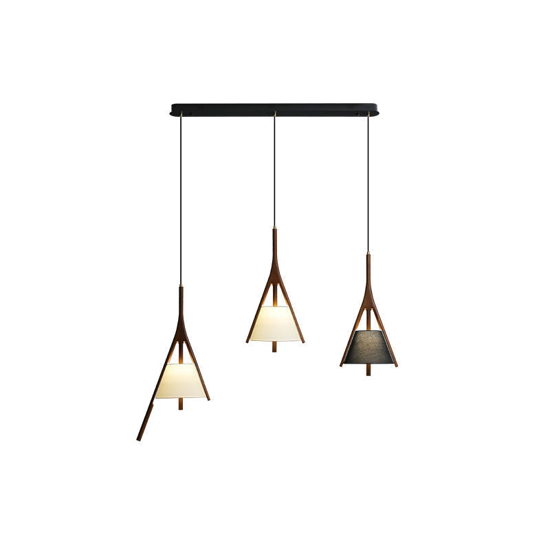 Modern Nanzhi Solid Wood Geometric Triangular LED Pendant Light for Dining and Living Areas