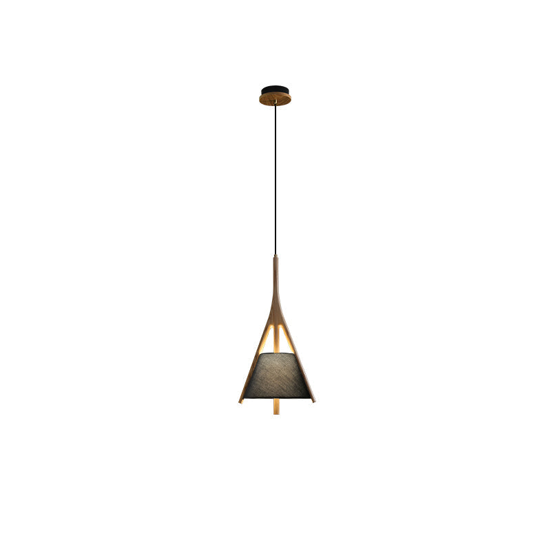 Modern Nanzhi Solid Wood Geometric Triangular LED Pendant Light for Dining and Living Areas