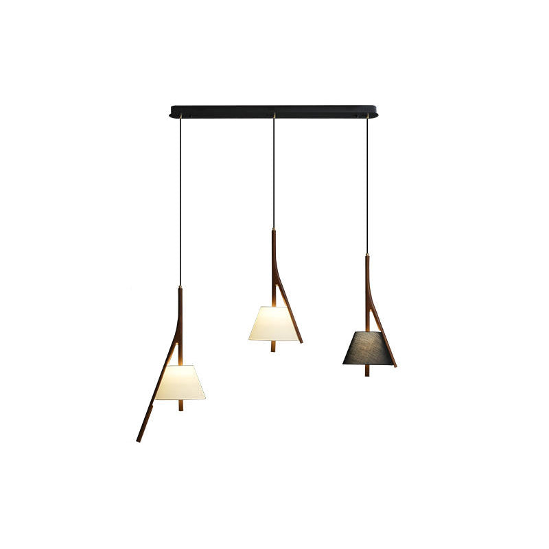 Modern Nanzhi Solid Wood Geometric Triangular LED Pendant Light for Dining and Living Areas