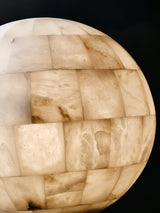 Modern Natural Alabaster Sphere Pendant Light with Solid Brass Hardware Luxury Stone Globe Lamp