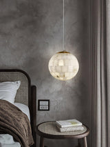 Modern Natural Alabaster Sphere Pendant Light with Solid Brass Hardware Luxury Stone Globe Lamp