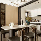 Modern Natural Alabaster Stone Magma Pendant Light with Matte Black Steel Frame
