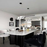 Modern Natural Alabaster Stone Magma Pendant Light with Matte Black Steel Frame