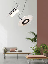 Modern Natural Alabaster Stone Magma Pendant Light with Matte Black Steel Frame