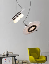 Modern Natural Alabaster Stone Magma Pendant Light with Matte Black Steel Frame